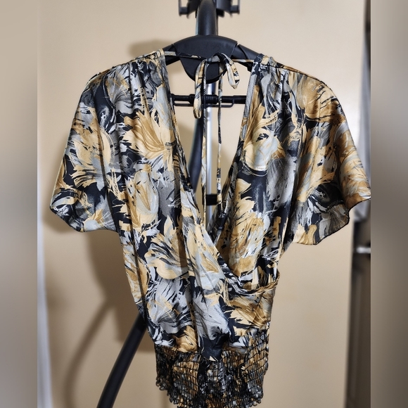 Floral Print Silky Top, Women's Small - Picture 2 of 5